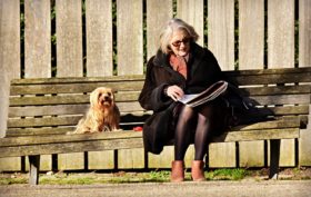 chien et personne âgée