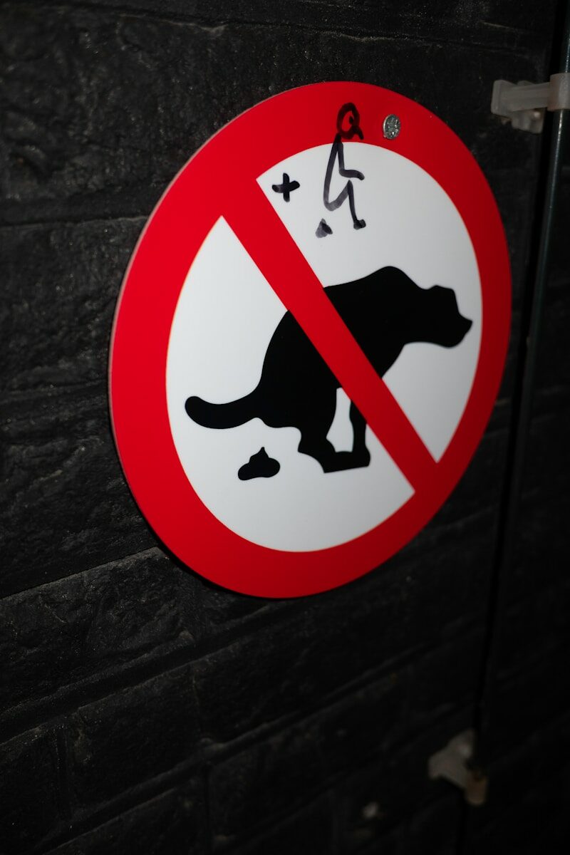 No dogs allowed to defecate sign