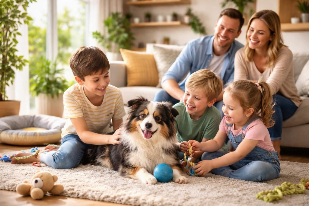 découvrez comment le berger australien nain s'adapte et s'intègre harmonieusement au sein des familles grâce à son tempérament affectueux et sa taille compacte.