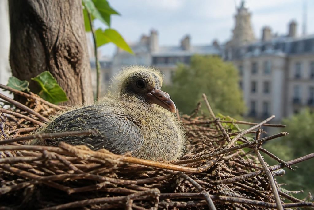 découvrez à quoi ressemble un bébé pigeon de 10 jours évoluant dans son environnement naturel, entre plumes naissantes et premiers instants de vie.