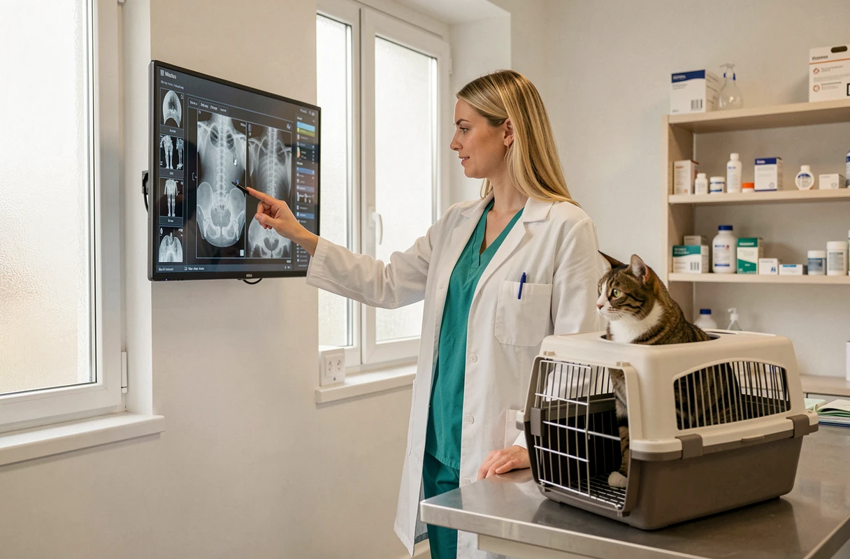 Vétérinaire analysant une radiographie numérique au Centre Vétérinaire Curie à Arras