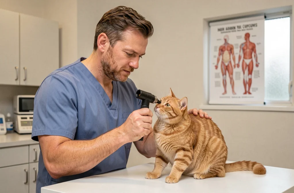 Vétérinaire examinant un chat à la Clinique Vétérinaire Jean Jaurès
