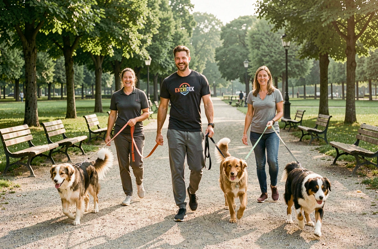 Dog Addict, activités et éducation canine à Paris, séance de groupe avec plusieurs propriétaires et leurs chiens dans un parc parisien