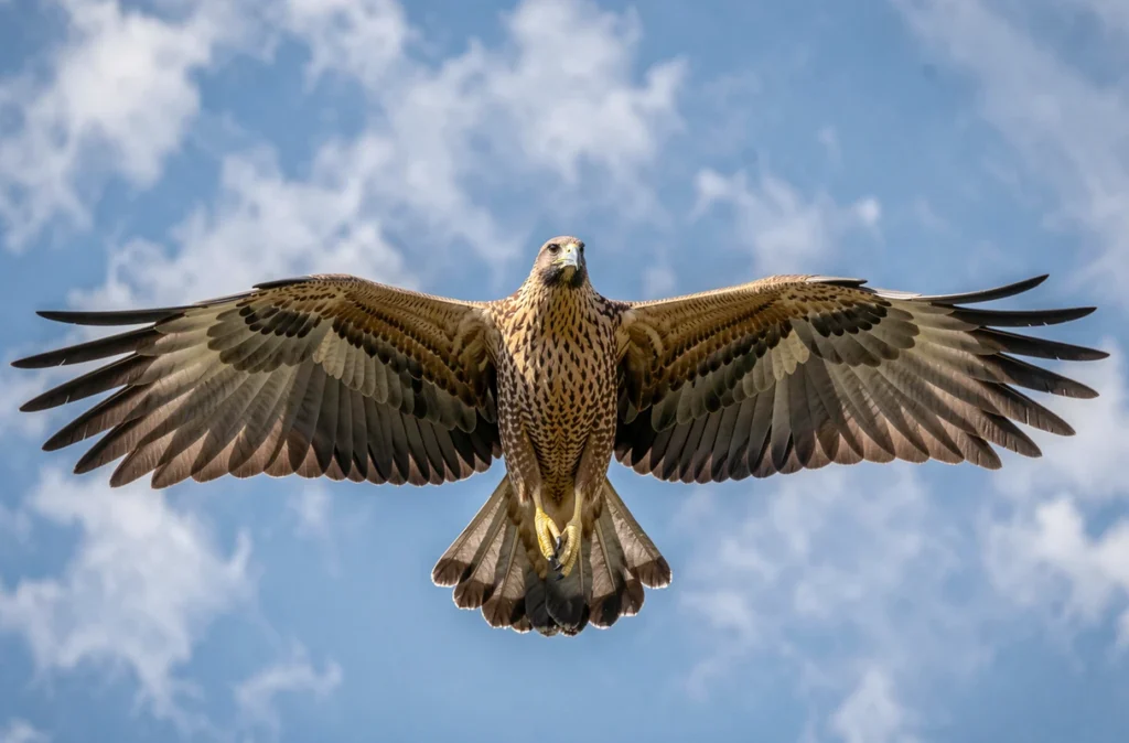 Buse variable en vol plané vue de dessous, ailes déployées